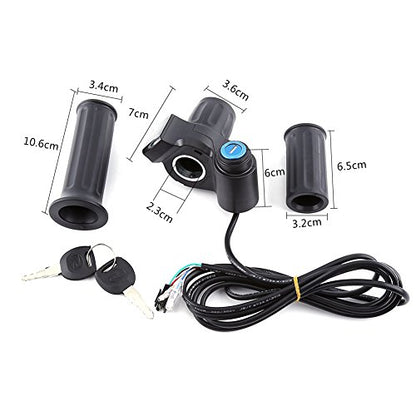 Tbest Half Twist Throttle,Throttle with Key Ignition,Universal E Throttle Grip Electric Motor Scooter Speed Controller & Cable Set,12V 99V Half Wrist Grip Throttle Handle with LED Display Key