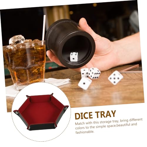 Kisangel Folding Pu Dice Storage Case Elegant Dice Tray for Tabletop Games Jewelry Sundries Organizer Chic Design for Living Room Bedroom Game Room Decor