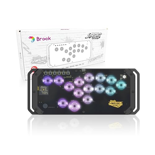 Brook Fighter Starburst Metal Ver. All-Button Arcade Controller for PS5, PS4, Xbox Series X|S, NS, NS2 & PC, Metal Side Handles, Hot-Swappable Switches, RGB Lighting, Officially Licensed (Black) - color: Black