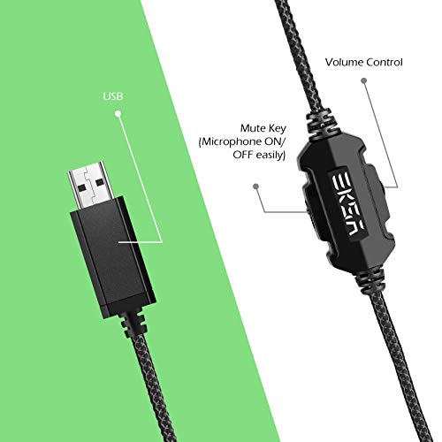 EKSA E1000 Gaming Headset, Computer Headphones with Noise Canceling Mic & RGB Light, Compatible with PC, PS4, PS5, Laptop - color: Green