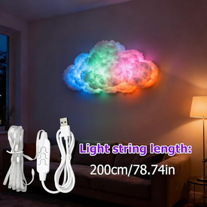 STHF DIY USB-Powered Thundercloud LED Light Decor | 3D Shapable Clouds Lamp, Unique Room Decor & Night Light for Bedroom, Gaming Room, Ceiling Ambiance & Party (6-Meter Cloud) - size: 6-meter cloud