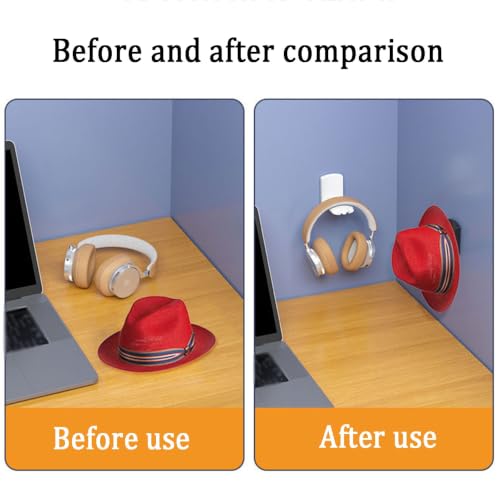 Wall-mounted Headphone Holder/headset Stand Featuring Strong Adhesive Backing and a Drill-free Design Suitable for Various Wall Surfaces(Black) - color: Black