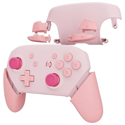eXtremeRate Replacement Full Set Shell Button for Nintendo Switch Pro Controller, Cherry Blossoms Pink & Puffy Pink Faceplate Backplate Handles for Switch Pro Controller - color: Cherry Blossoms Pink & Puffy Pink