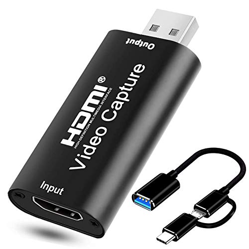 Video Capture Card, HDMI to USB/Micro USB/Type-C Game Capture Card 1080P Record via DSLR Camcorder Action Cam - color: Black
