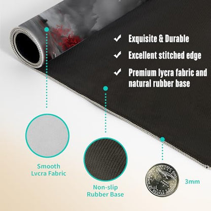 Extended Gaming Mouse Pad, Large Mouse Mat 3 mm Nature Rubber Base Mousepad with Stitched Edges, Non-Slip Desk Mat for Office Home Great Gift 31.5x11.8 Inch (Dark Canyon 5) - color: Dark Canyon 5