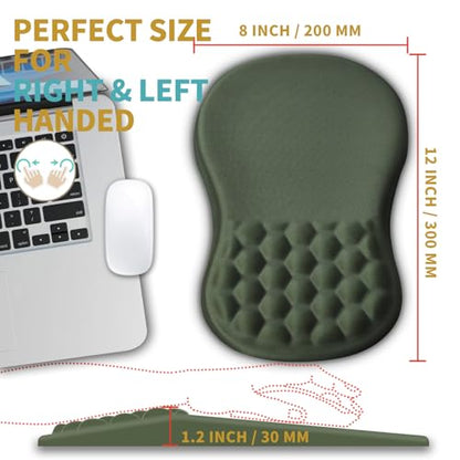 Hokafenle Ergonomic Mouse Pad Wrist Support with Massage Design, Wrist Rest Pain Relief Mousepad with Memory Foam&Non-Slip PU Base, Mouse Pads for Wireless Mouse & Desk (12x8 inch,Olive Green) - color: HK021-Olive Green