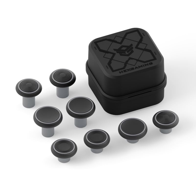 HEXGAMING 8-Pack Replacement Thumbsticks Caps, Gray | 2 Height, Domed & Concave Grips, for Phantom & Ultimate Pro Controllers, Base Part NOT Included - color: Gray