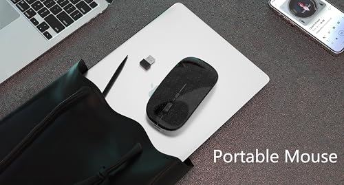 AIKOKOK Wireless Bluetooth Mouse, Rechargeable, Dual Mode Bluetooth 5.2 & 2.4G USB, LED Lights, Slim, Silent, Portable Computer Mouse for Laptop, PC, MacBook, iPad, Tablet (Bright Black) - color: Bright Black