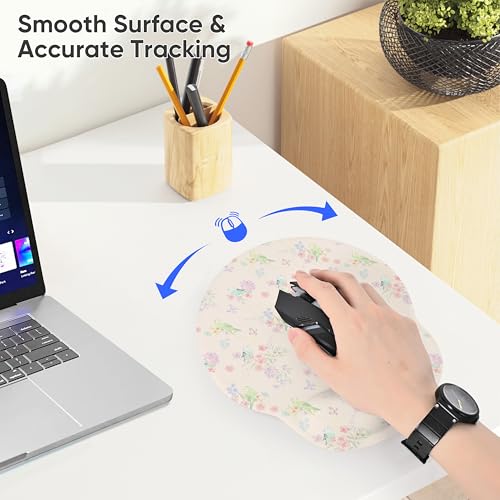 Ergonomic Mouse Pad with Wrist Support,Non-Slip Rubber Base for Computer Laptop & Mac,Lightweight Rest for Home,Office & Travel (Pink Flowers Birds) - color: Pink Flowers Birds