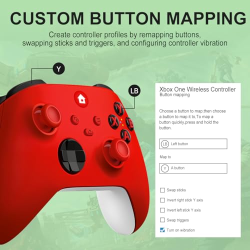 NINIFEI For Xbox One Controller,Wireless Gaming Xbox Controller | Compatible with Xbox Series X|S, Xbox One, Windows PC,Red - color: red