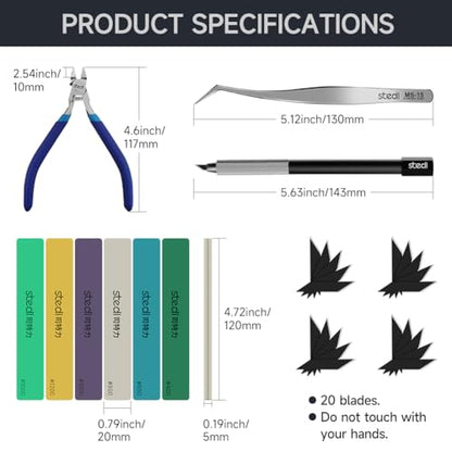 stedi Model Tools Kit for Professionals 14 PCS, Modeler Professional Tools Kit Craft Set Hobby Making Tools for Gundam, Miniature Military Model, 3D Resin Parts - style: Professional Nippers Kit