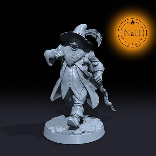 Generic Merric Oakenshade | Halfling Wizard | Sorcerer | Bard Miniature for Tabletop Games Like D&D and War Gaming| Dungeons and Dragons Mini Pavement, Gray, 04RN3115-3