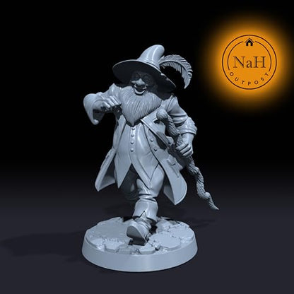 Generic Merric Oakenshade | Halfling Wizard | Sorcerer | Bard Miniature for Tabletop Games Like D&D and War Gaming| Dungeons and Dragons Mini Pavement, Gray, 04RN3115-3