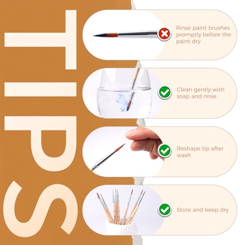 Golden Maple Tiny Paint Brushes, 10Pcs Detail Paint Brushes Artist Mini Paint Brush for Crafts, Touch Up, Miniature, Watercolor and Paint by Numbers for Beginner
