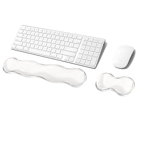 Gel Keyboard Wrist Rest Set, Clear Wrist Rest for Keyboard and Mouse, Ergonomic Keyboard Mouse Wrist Rest for Typing Pain Relief, Suitable for Office, Gaming, Computer, Laptop - Transparent - color: Wavy Transparent Set