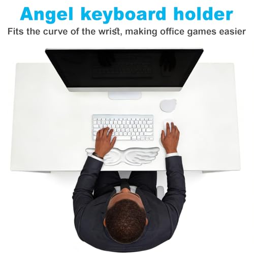 Angel Wing Wrist Rest, Angel Wings Wrist Rest Ergonomic Memory Foam Wrist Rest for Computer Keyboard Mouse Set, Cute Gaming Keyboard Cushion Hand Support