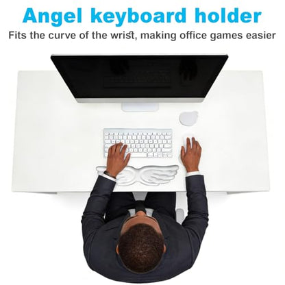 Angel Wing Wrist Rest, Angel Wings Wrist Rest Ergonomic Memory Foam Wrist Rest for Computer Keyboard Mouse Set, Cute Gaming Keyboard Cushion Hand Support