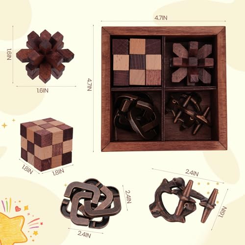 Brain Teaser Puzzles for Adults Teens - Brain Teaser Puzzles with Wooden Box 3D Puzzle Game Toys for Adults Teens - Unlock Interlocking Brain Teaser Puzzle Adults Teens IQ Education Smart Toys - color: Style D