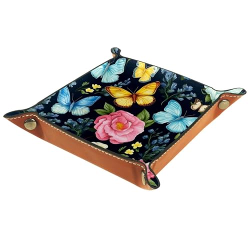 Butterflies Flower Dice Tray Dice Rolling Tray Folding Dice Holder for Dice Games, Like RPG, DND and Other Table Games - color: Multi 1