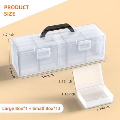Trading Card Storage Box,Plastic Card Box Set of 14,Portable Sports Card Storage Boxes Holds 900+ Loose Cards, for Collectible Gaming Trading Cards(Cards Not Included)