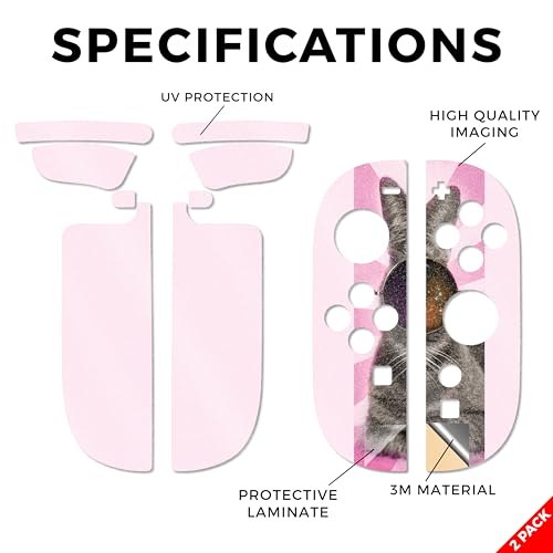 Glossy Glitter Gaming Skin Compatible with Nintendo Switch 2 Joy-Con Controller 2 Pack - Galaxy Cat - Premium 3M Vinyl Protective Wrap Decal Cover - Easy to Apply | Crafted in The USA by MightySkins - color: Galaxy Cat, size: 2 Pack of Joy-Con Skins, styl