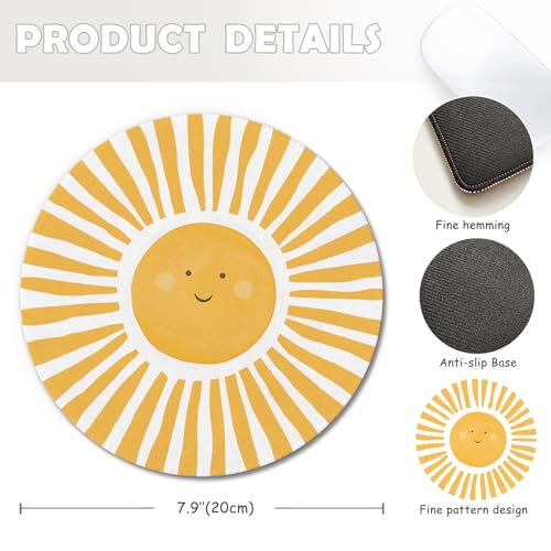 Boho Yellow Sunshine Mouse Pad, Cute Sunshine Mouse Pads Mousepad for Desk Home Office Dorm Computers Laptop, Boho Office Supplies Desk Accessories, 7.9x7.9 Inch - color: Yellow Sunshine-2