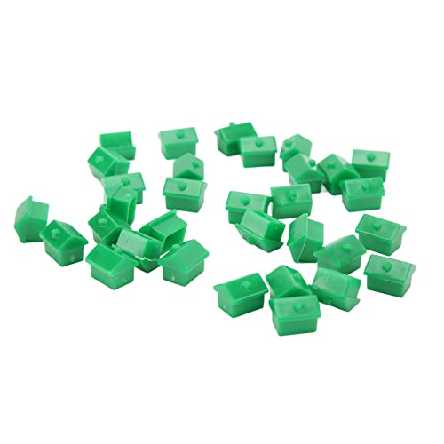 Replacement Pieces Houses Hotels Game Hotel 12 Red and 32 Green Plastic Piece Supplement Accessories Set of House Replacements