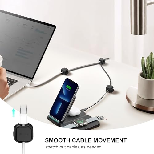 12 Pack Magnetic Cable Clip Organizer Cord Holder, Picozon Adhesive Cable Management, Wire Phone USB Charger Cable Holder, Keeper Organizer for Office Home Desktop Table - Black - size: Pack of 12