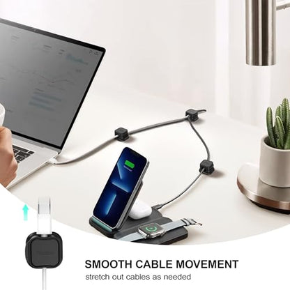 12 Pack Magnetic Cable Clip Organizer Cord Holder, Picozon Adhesive Cable Management, Wire Phone USB Charger Cable Holder, Keeper Organizer for Office Home Desktop Table - Black - size: Pack of 12