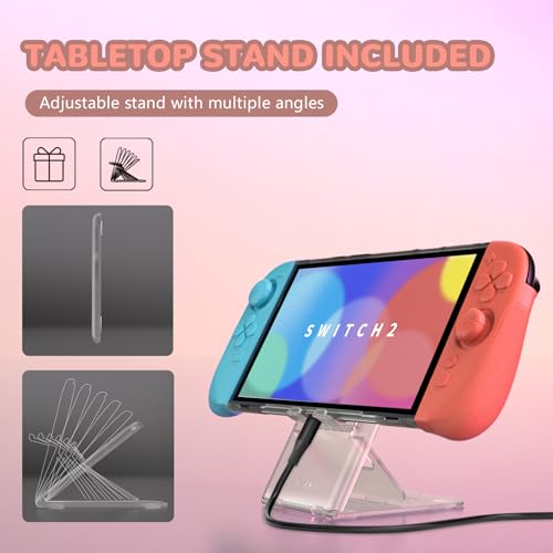 PlayVital Ranger Protective Case for Nintendo Switch 2 with Stand | Ergonomic Anti-Slip Silicone Grips, Dockable Hard Shell, 4 Thumbstick Caps | Quick-Release-Joycon Full-Body Cover, Blue & Orange - color: Blue & Orange