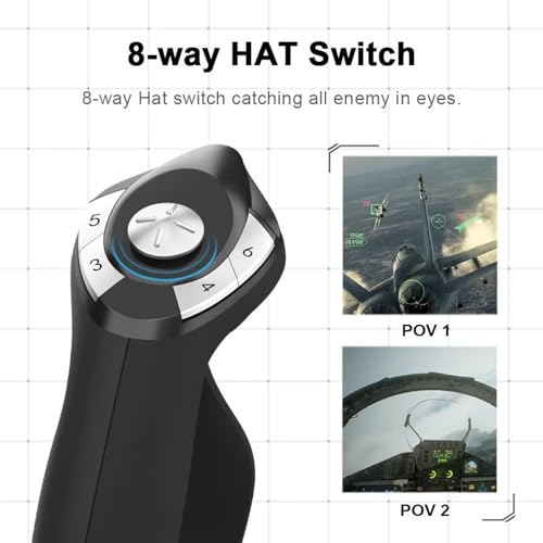 XUMIUZIY Flight Joystick, Flight Simulator Control with Dual Vibration & Suction Cups for Series X/S / / PC, 16 Programmable Buttons, Plug and Play