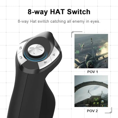 XUMIUZIY Flight Joystick, Flight Simulator Control with Dual Vibration & Suction Cups for Series X/S / / PC, 16 Programmable Buttons, Plug and Play