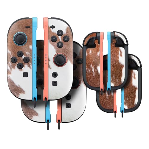 Glossy Glitter Gaming Skin Compatible with Nintendo Switch 2 Joy-Con Controller 2 Pack - Cow Hide - Premium 3M Vinyl Protective Wrap Decal Cover - Easy to Apply | Crafted in The USA by MightySkins - color: Cow Hide, size: 2 Pack of Joy-Con Skins, style: G