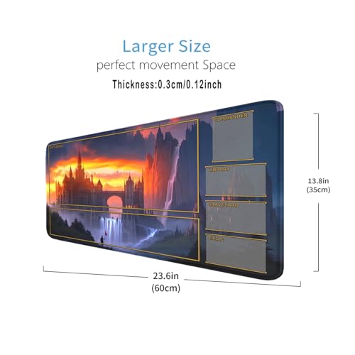 MTG Playmat with Zones Stitched Edges, 24 x 14 inches Castle MTG Mat for MTG Trading Card Game Playmats Smooth Surface Battle Game Rubber Collection - color: Fire Cloud With Zones