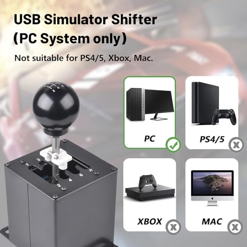 CNRAQR PC Racing Game USB Handbrake and Racing Simulator Shifter for Logitech G29/G27/G25/G920 with Thrustmaster T300RS/GT 7+R - size: Round Head 7+R