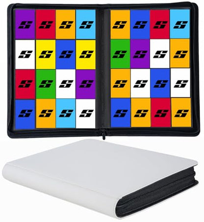 1000+ Pockets Trading Card Binder, 16 Pocket Ringless Side Loading Card Holder Album, Trading Card Album Fit for YuGiOh, MTG, TCG, Game Cards, Sports Cards, Business Cards (White) - color: White