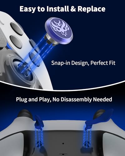 KD.FLY Metal Thumbsticks & Back Paddles for PS5 Edge Controller Joystick Replacement, Custom Analog Thumb Sticks Caps for PS5 Dual Sense Edge Stick Module, 2 Joystick, 4 Back Buttons, Owl - color: Owl