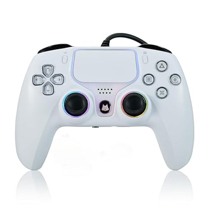 DOYO Wired PS5 Controller for PlayStation 5, PC, PS4, USB Gamepad Joystick for Windows 7/8/10, Laptop, Steam - Hall Effect Trigger, Dual Vibration, Turbo, 6 Axis Gyro Sensor, 3.5mm Audio Jack - color: White-Wried