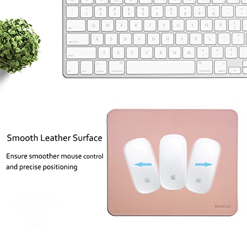 MelVan PU Leather Mouse Pad with Stitched Edge, Wood Mousepad, Waterproof Gaming Mouse Pad Mat for Computers, Laptop, Office & Home, 10.2" x 8.3", 1 Pack (Pink) - color: Pink