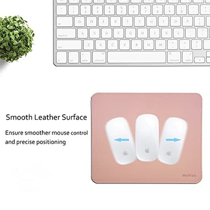 MelVan PU Leather Mouse Pad with Stitched Edge, Wood Mousepad, Waterproof Gaming Mouse Pad Mat for Computers, Laptop, Office & Home, 10.2" x 8.3", 1 Pack (Pink) - color: Pink