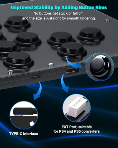 Haute42 U16 Leverless Arcade Stick, Hot-Swap 16-Key Fighting Controller | Custom RGB, Turbo Functions, Hot Swap & SOCD Supported, Compatible with PC/Ps3/Ps4/Switch/Steam Game Keyboard
