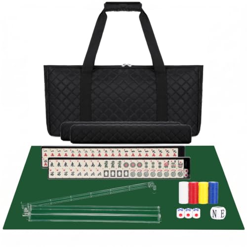PiPiCat 2026 Complete American Mahjong Set, 166 Tiles (30mm) with 31.5x31.5in Mat One-Click Flip Reinforced 18-Inch Rack/Pushers Shockproof Bag & 6 Spare (Black) - color: Black