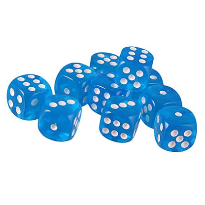 10PCS Polyhedral Dice - D6 Acrylic Dice, 16mm, Transparent Blue for RPG, MTG, DND, Table Games - color: Transparent Blue
