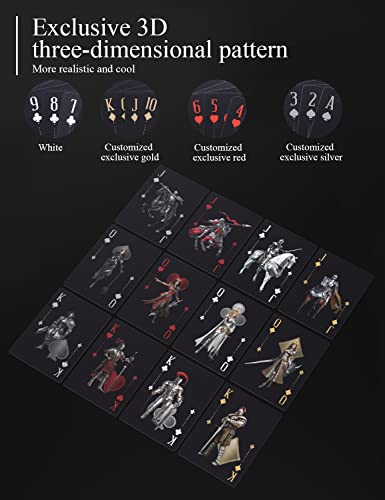 ACELION Waterproof Clear Playing Cards, Plastic Playing Cards, Deck of Cards, Gift Poker Cards (Knight) - color: Black Knight
