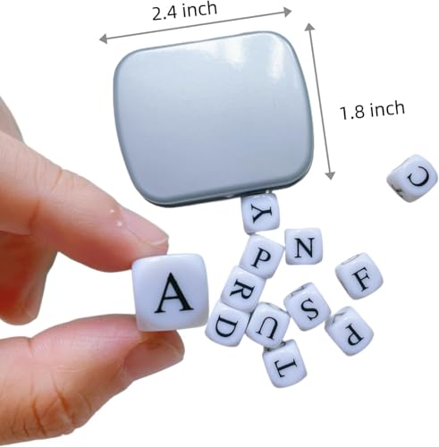 Crossword Solitaire Dice Game, Puzzle Word Game with Letter Dice, Family Dice Games for Adults, Travel Alphabet Spelling Board Game with Small Case - color: Silver