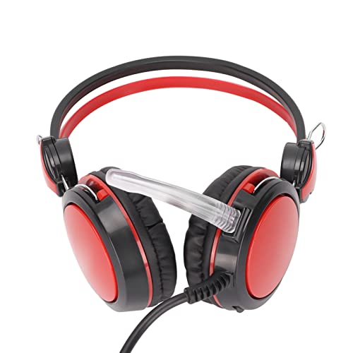 Noise Cancelling Gaming Headphones Clear Sound and Microphone for Computer Players (Red) - color: Red