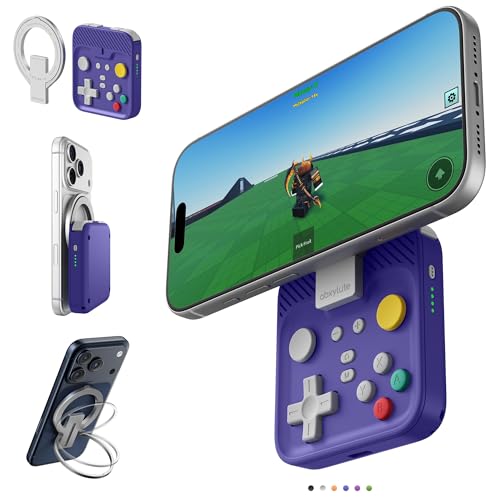 abxylute M4 Snap-On Mobile Gaming Controller for Android & iPhone, Switch 1&2, Portable Bluetooth Controller, Pocket-Sized Retro Arcade Phone Gamepad Kickstand, Dual Joystick Turbo Pro Gaming Magnetic (Blue) - color: Blue