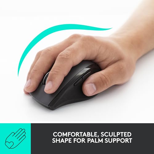 Logitech M705 Marathon Full Size 2.4 GHz Wireless Mouse - Black | Hyper-fast wheel, USB-A Nano Receiver, 5 customizable buttons, Windows Mac Linux compatible, certified for Chrome - style: M705