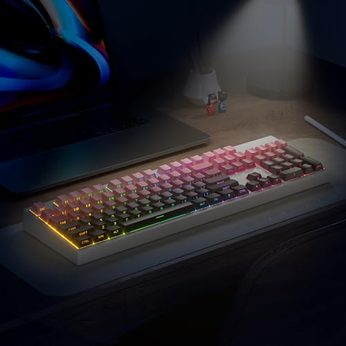 Guffercty kred PBT Cherry Profile 133-keys Gradient Side Printed Double Shot Backlit Keycaps for Gaming Keyboard (Gradient Red) - color: Gradient Red
