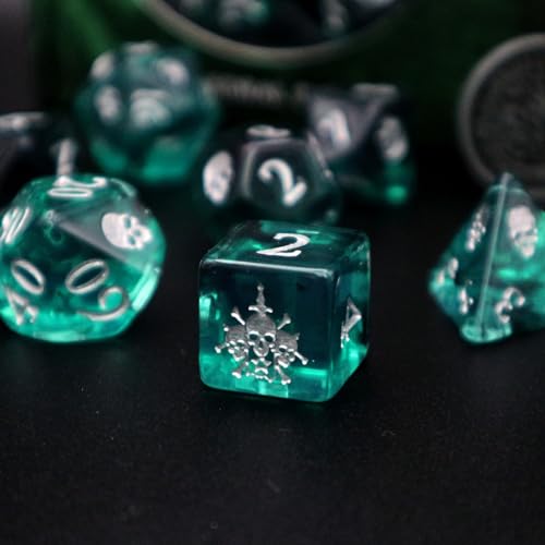 Polyhedral Dice Set - Dice Set for DND, Pathfinder & Tabletop RPGs (Necromancer)